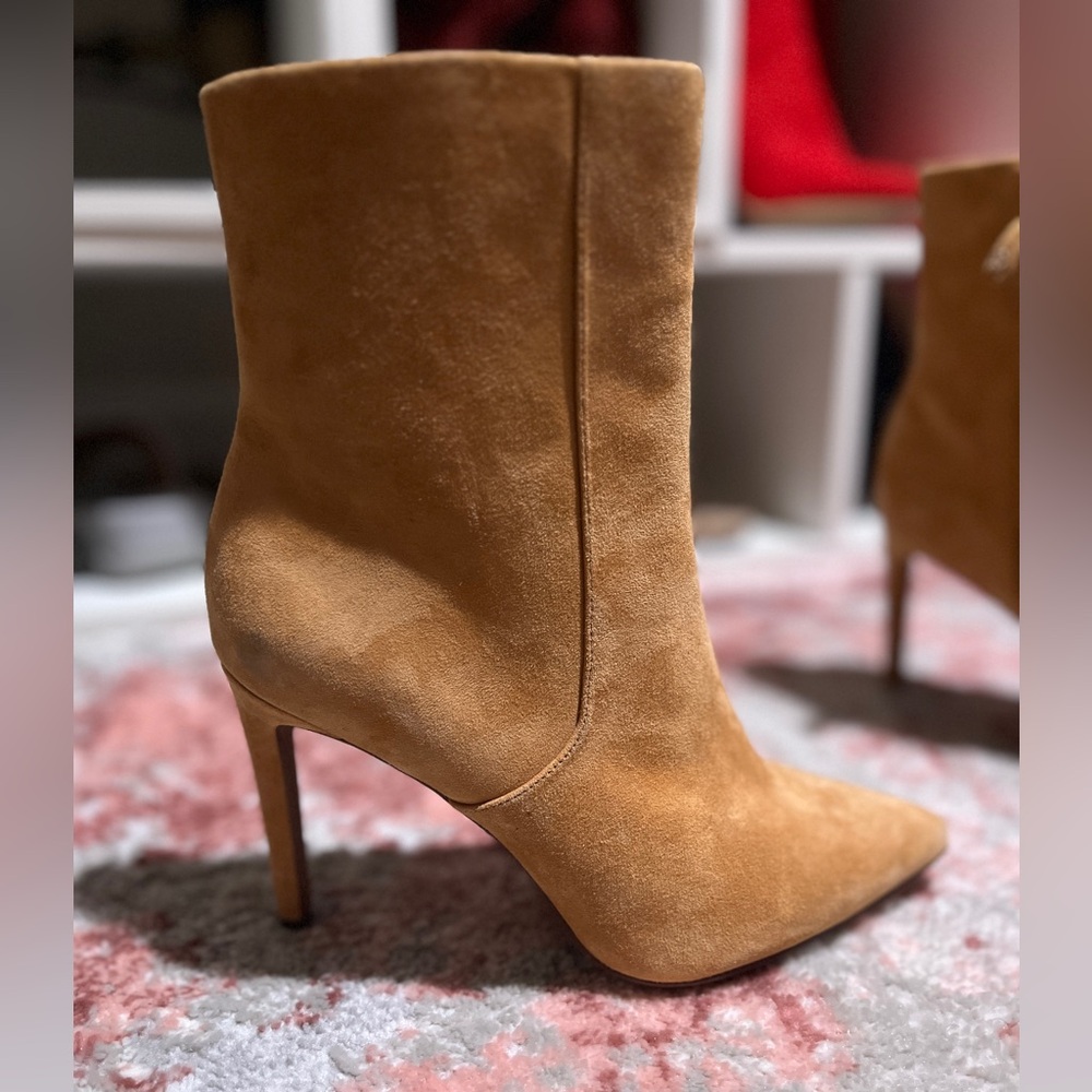 BCBG Suede Tan Heeled Boots NEW